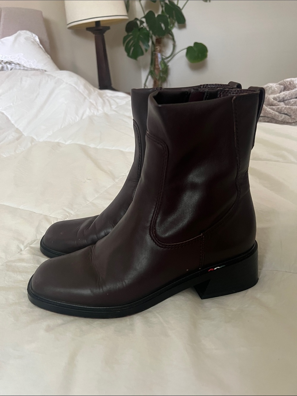 Franco Sarto Brown Leather Mid-Calf Ankle Boots